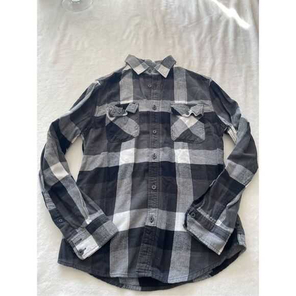 Men’s Mossimo black white and gray casual button-down flannel athletic fit size - Picture 1 of 5